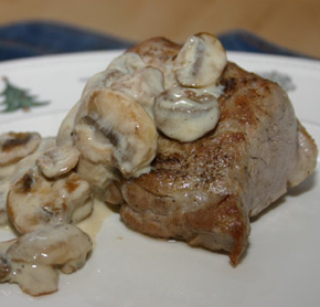 Varkenshaas champignon roomsaus
